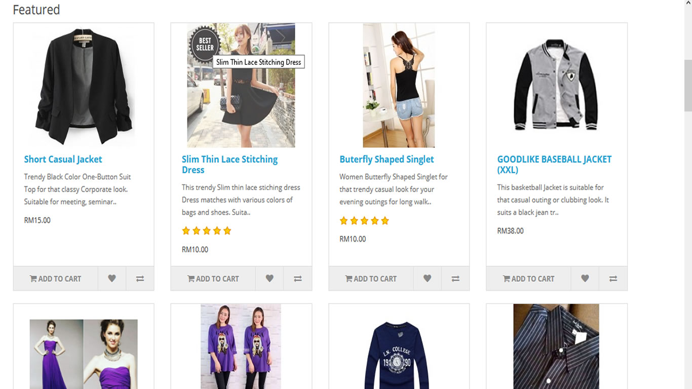 E-commerce Website Product Catalogue